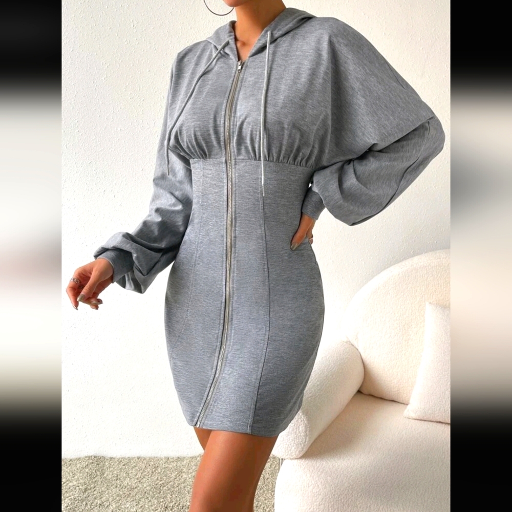 Hooded Sweatshirt Dress, size L
